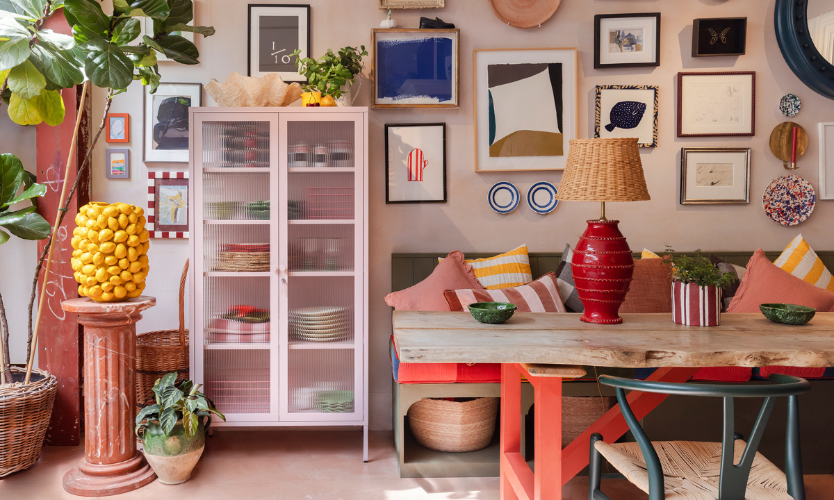 The Collector in Blush in a stylish living room