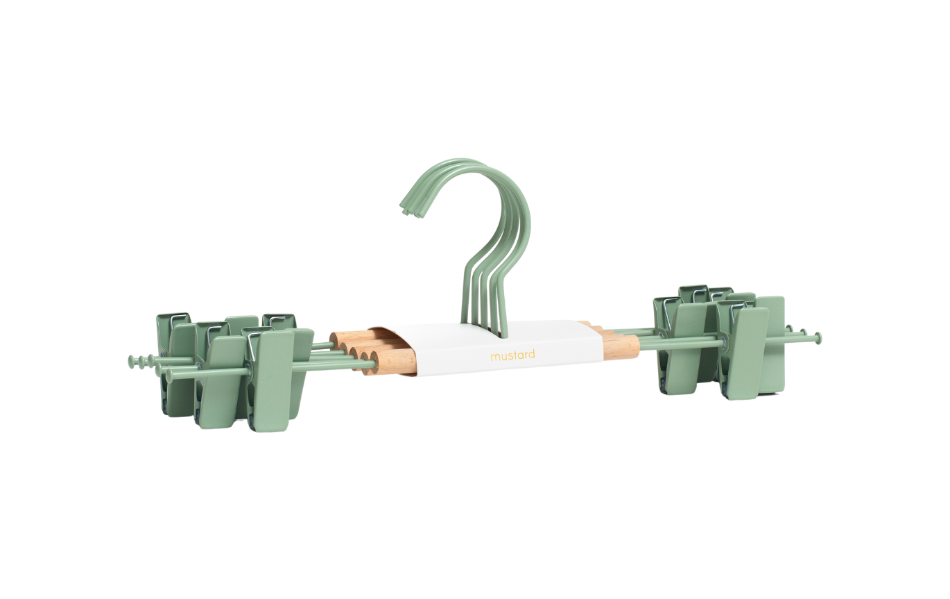 Perchas de clip para adultos en color salvia