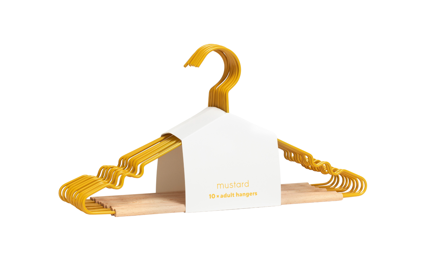 Perchas para adultos en Mustard