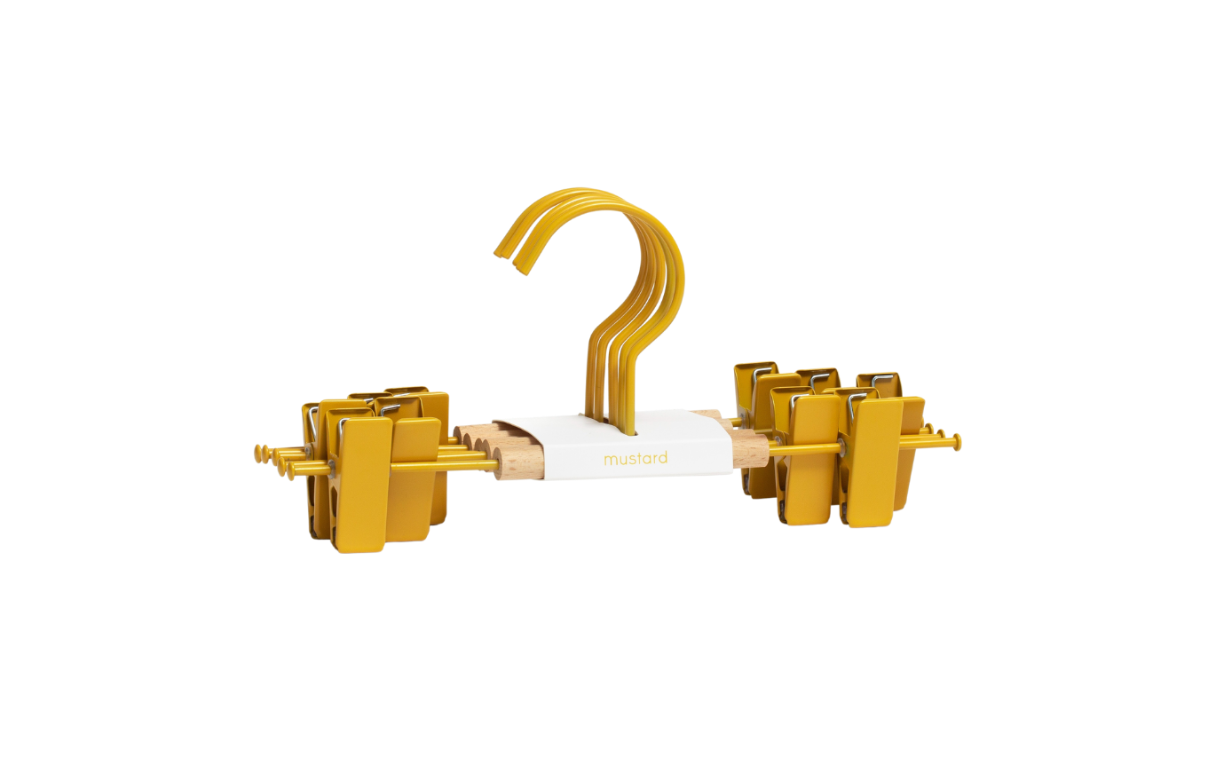Cintres à clip pour enfants en Mustard